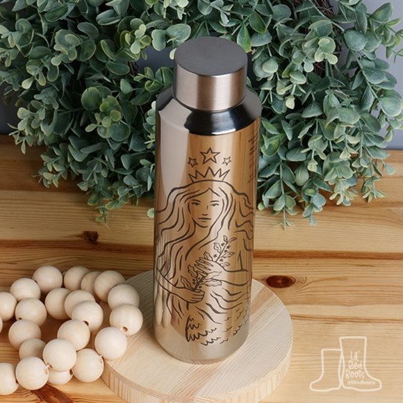Starbucks 2021 50th Anniversary Etched Siren Stainless Steel Water Bottle 20oz